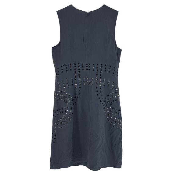 Cynthia Rowley Silk Sheath Dress Gray Silver Studs Size 4 Cocktail Party Work - Picture 2 of 5
